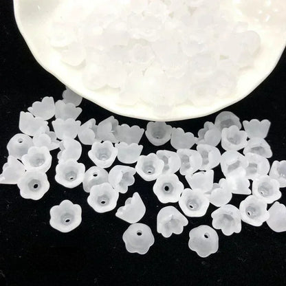 50 à 200 perles de fleurs en acrylique transparent – Perles tulipe et muguet pour la fabrication de bijoux, bracelets, colliers et projets d'artisanat