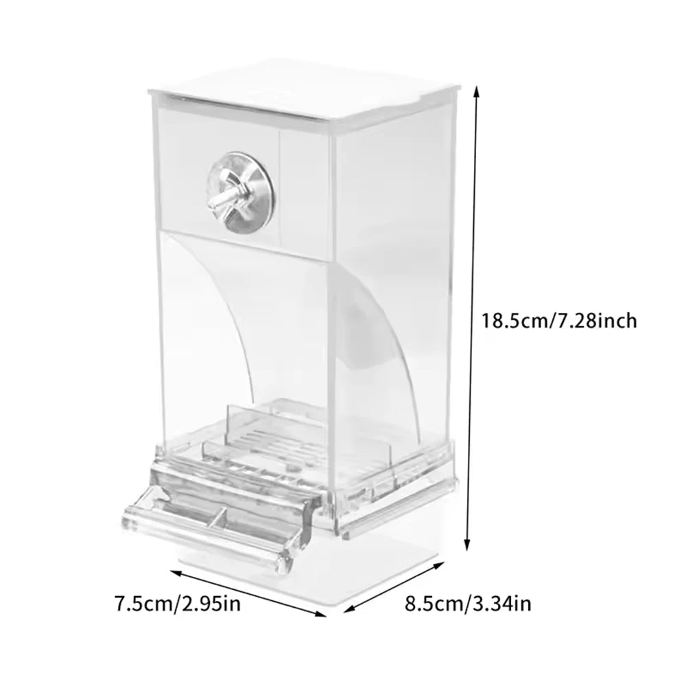 Parrot Bird Feeder – 1PC Transparent Anti-Spill Food Box, Durable Clear Feeding Device for Parrots & Small Birds
