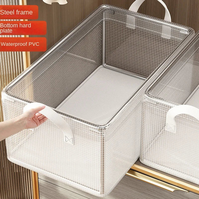 Transparent PVC Storage Box – Waterproof Underwear Organizer Basket with Solid Steel Frame for Home, Bedroom & Dormitory Organization