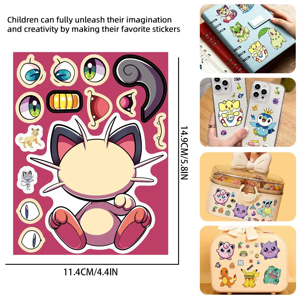 Pokémon DIY Puzzle Sticker Set – 16/32pcs Make-a-Face Cartoon Jigsaw Toys for Kids (Pikachu & Charizard)