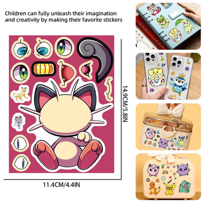Pokémon DIY Puzzle Sticker Set – 16/32pcs Make-a-Face Cartoon Jigsaw Toys for Kids (Pikachu & Charizard)