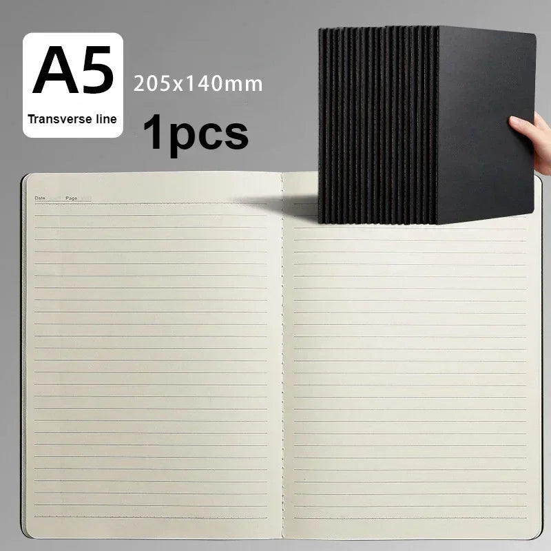 A5 Kraft Cover Notebook – Vintage Blank, Grid & Lined Journal for School & Office