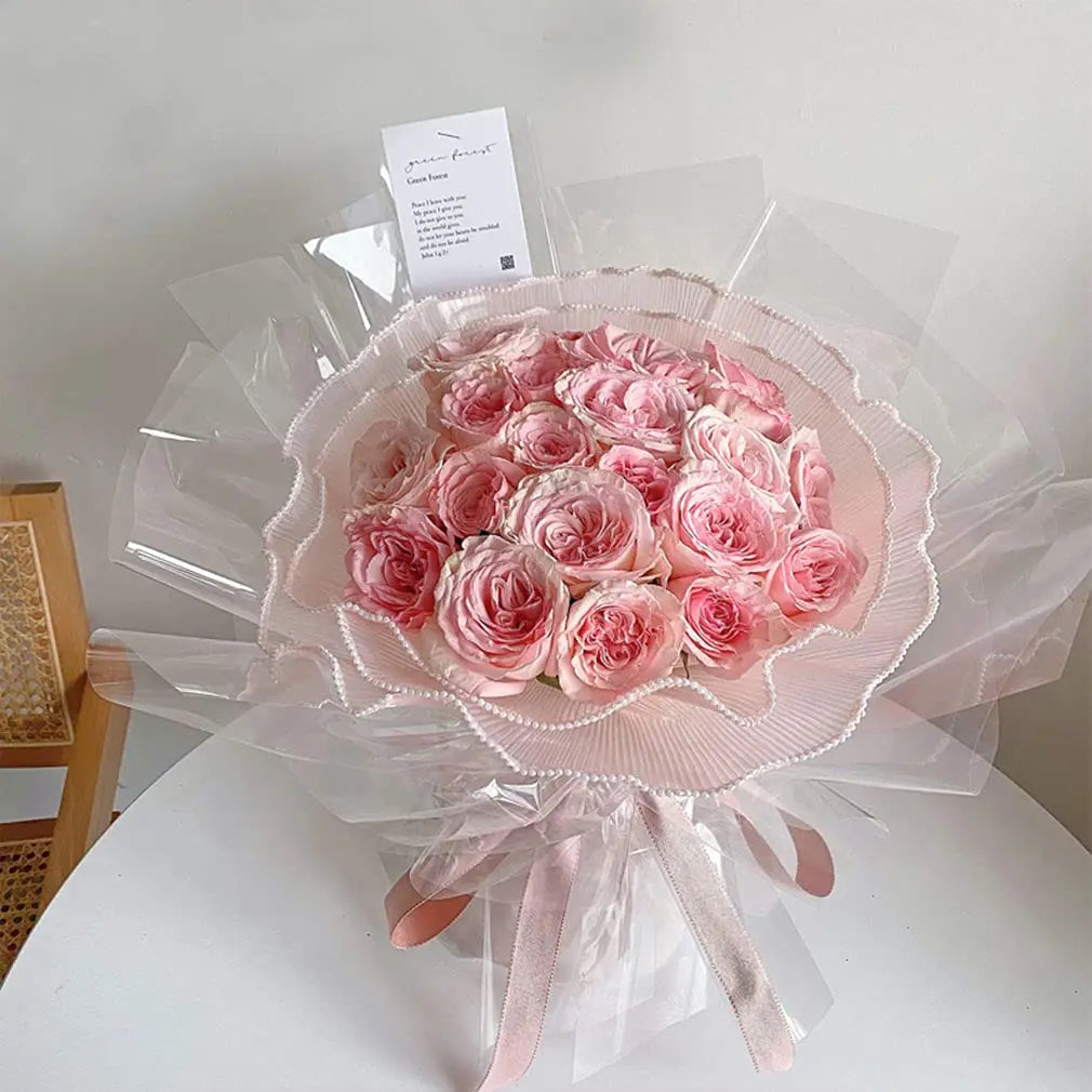 Pearl Edge Mesh Flower Wrapping Paper for Bouquets, Floral Arrangements, Weddings & Valentine's Day