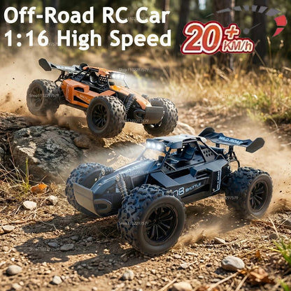 Camión Monstruo RC 4x4 a Escala 1:16, 20 KM/H, Coche Teledirigido con Carrocería de Aleación, Faros LED y Juguete de Carreras Todoterreno de 2.4GHz para Niños
