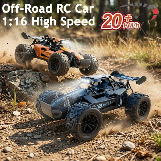 Camión Monstruo RC 4x4 a Escala 1:16, 20 KM/H, Coche Teledirigido con Carrocería de Aleación, Faros LED y Juguete de Carreras Todoterreno de 2.4GHz para Niños