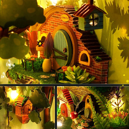 Kit de book nook à fabriquer soi-même – Maquette de maison de poupée miniature en bois à insérer dans une étagère pour adultes, loisirs créatifs et décoration d'intérieur