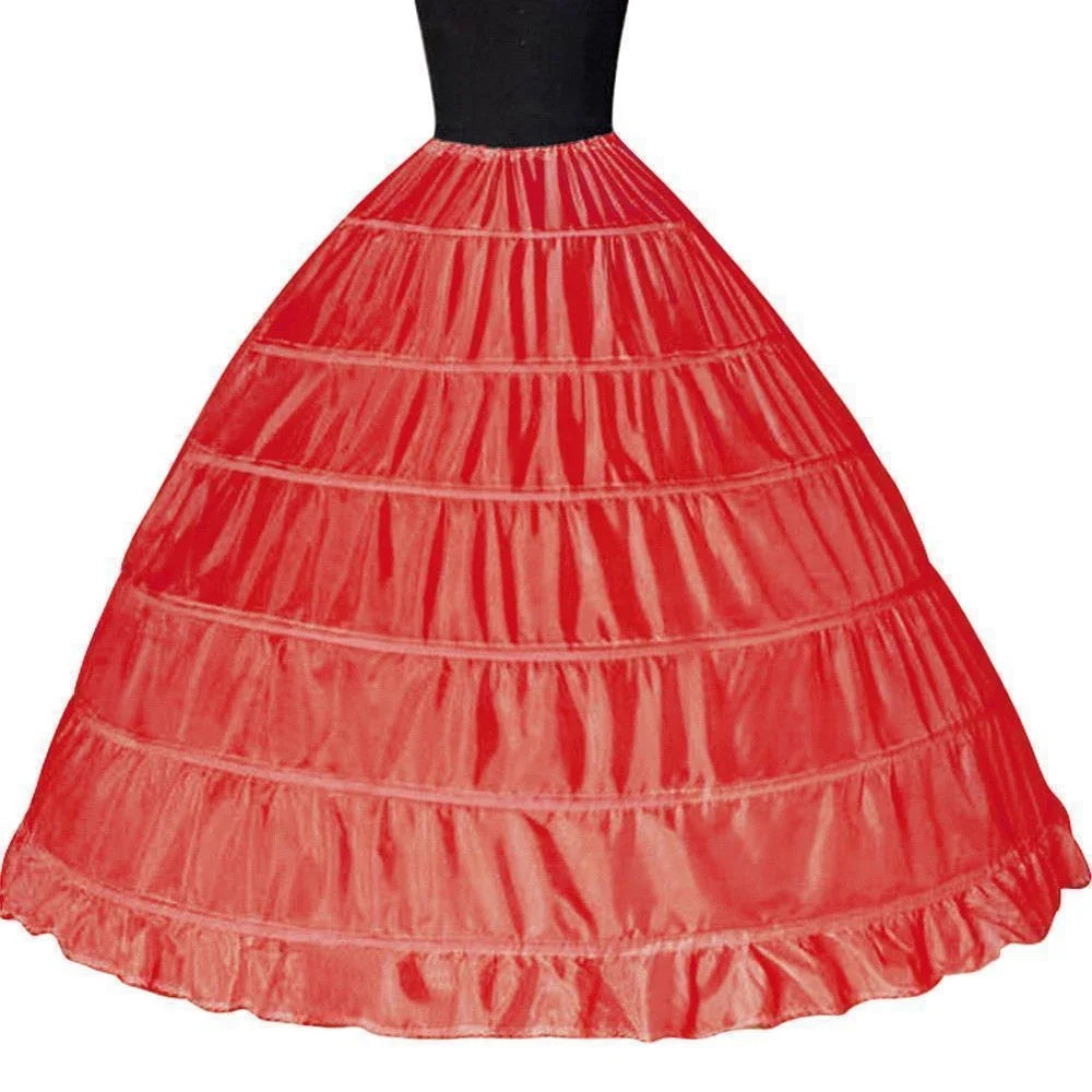 Enagua de boda de crinolina de 6 aros – Enagua larga blanca para vestido de baile, capa de soporte de falda de medio deslizamiento para vestido de novia, accesorios de boda para vestidos de princesa y vestidos formales