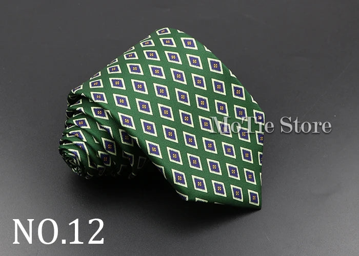 Men's 7.5cm Soft Silk Necktie – Floral & Dot Pattern Tie for Weddings, Business, Parties & Formal Wear