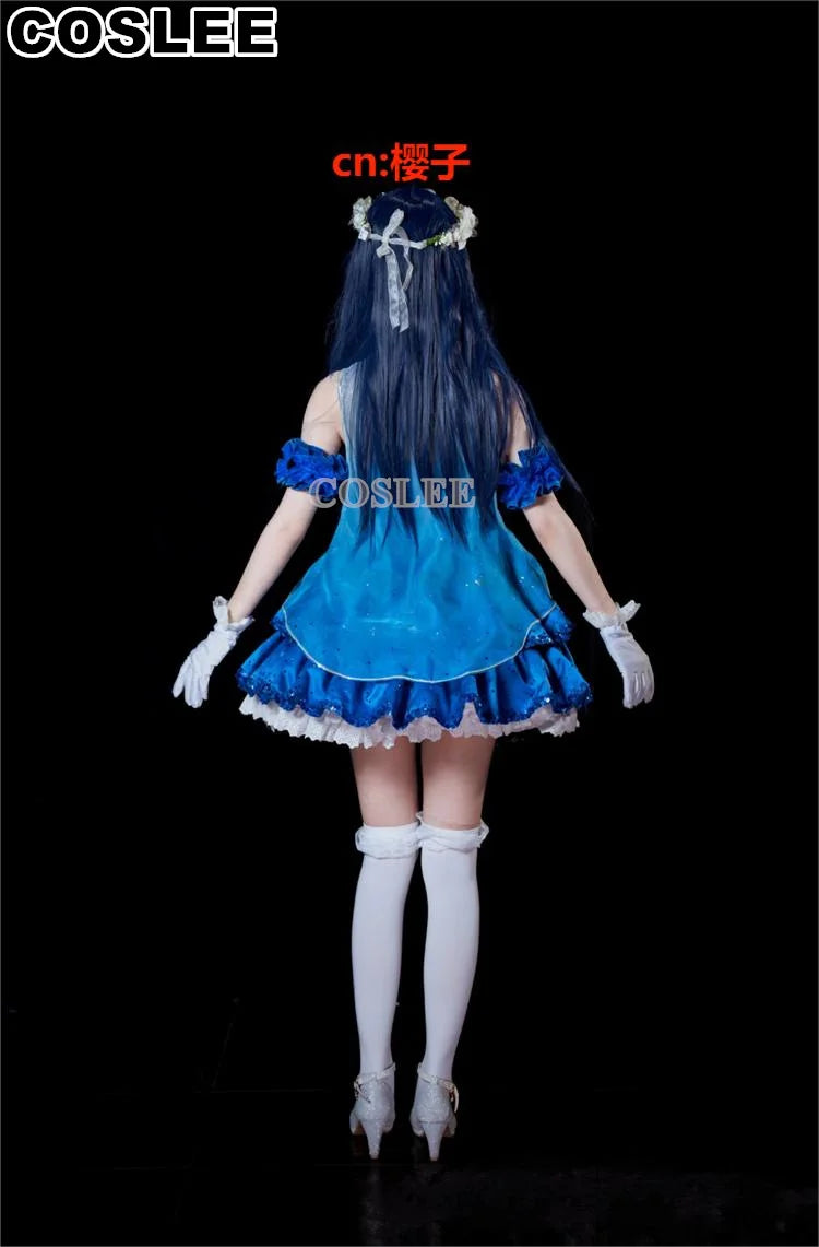 COSLEE LoveLive Aqours “The Dreaming Gate” Cosplay Costume – All Members Blue Singing Dress (Nozomi, Nico, Hanayo, Maki)