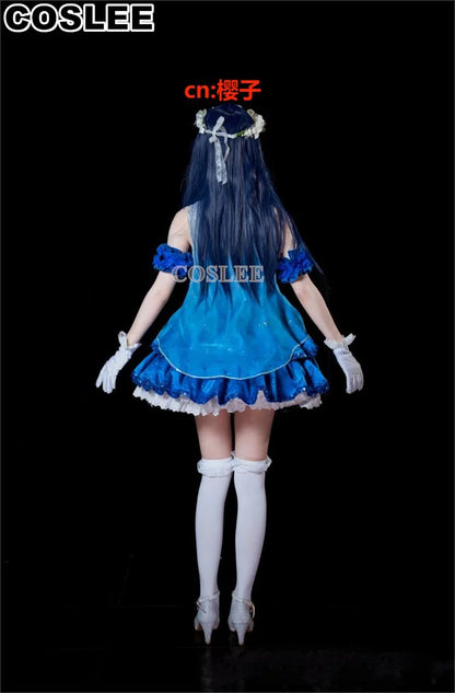 COSLEE LoveLive Aqours “The Dreaming Gate” Cosplay Costume – All Members Blue Singing Dress (Nozomi, Nico, Hanayo, Maki)