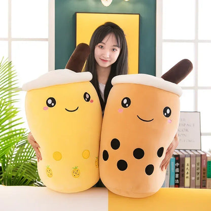 Giant Bubble Tea Plush Pillow – 22–70cm Squishy Milk Tea Boba Stuffed Toy Fruit Drink Bottle Decor Gift