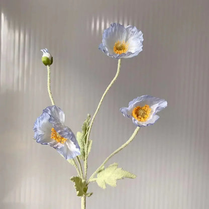 Artificial Poppy Flowers – Realistic Silk Faux Long Stem Flowers for Home Décor, Garden, Wedding Bridal Bouquets, Party Decoration & DIY Floral Arrangements
