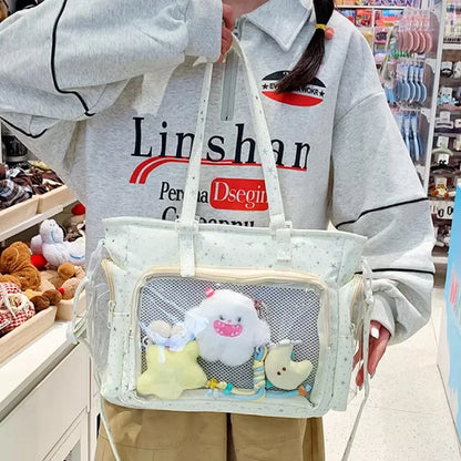 Bolsa Ita Japonesa Y2K para Mujer – Bonito Bolso de Hombro Transparente Lolita, Bolso Cruzado Grande de Exhibición DIY, Cartera de Moda Kawaii para la Escuela, Viajes y Uso Diario