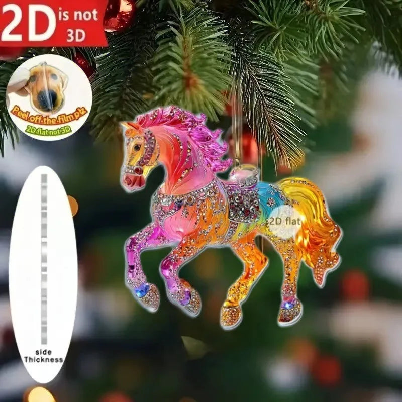 Cute Cat 2D Acrylic Christmas Pendant – Flat Hanging Ornament for Xmas Tree, Holiday Party & Festive Home Decor