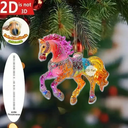 Cute Cat 2D Acrylic Christmas Pendant – Flat Hanging Ornament for Xmas Tree, Holiday Party & Festive Home Decor