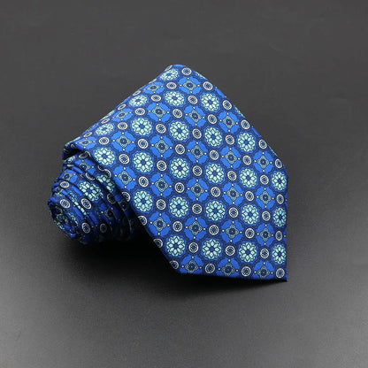 Men's 7.5cm Soft Silk Necktie – Floral & Dot Pattern Tie for Weddings, Business, Parties & Formal Wear