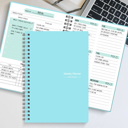 A5 Undated Weekly Planner Notebook – Spiral Agenda for Daily Planning, School & Office