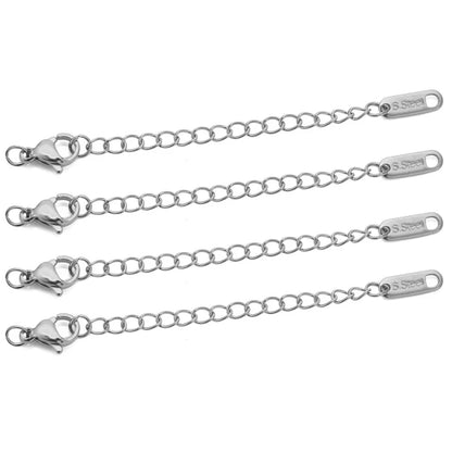 10 chaînes d'extension en acier inoxydable avec fermoirs mousquetons – Rallonges pour colliers et bracelets DIY