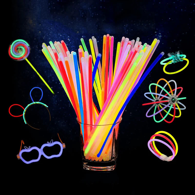 Barras luminosas fluorescentes – Pulseras luminosas multicolores flexibles de 50/100 unidades, barras de luz brillantes para eventos, celebraciones, cumpleaños, bodas y artículos para fiestas nocturnas