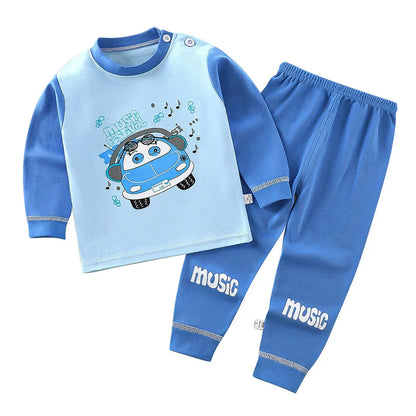 Conjunto de pijama de algodón para niños – Ropa de dormir de dibujos animados de otoño invierno para niños y niñas, conjunto de ropa de descanso suave para niños, ropa de noche acogedora y conjunto para el hogar para un sueño cómodo