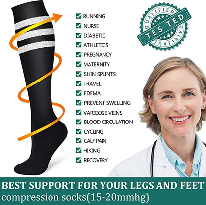30mmHg Compression Socks for Men & Women – Knee High Support Stockings for Sports, Edema, Varicose Veins & Daily Wear