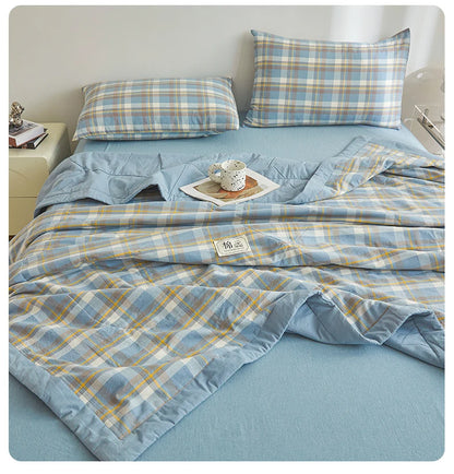 100% Cotton Summer Quilt – Lightweight Long Staple Cotton Comforter for Twin, Queen & Double Beds