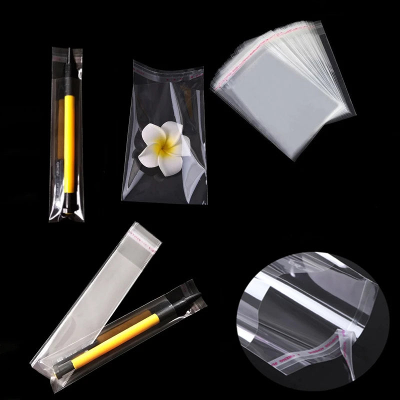 OPP Self-Sealing Transparent Bags – Clear Cellophane Packaging Pouches with Adhesive Closure for Jewelry, Candy, Cookies & Gift Packaging