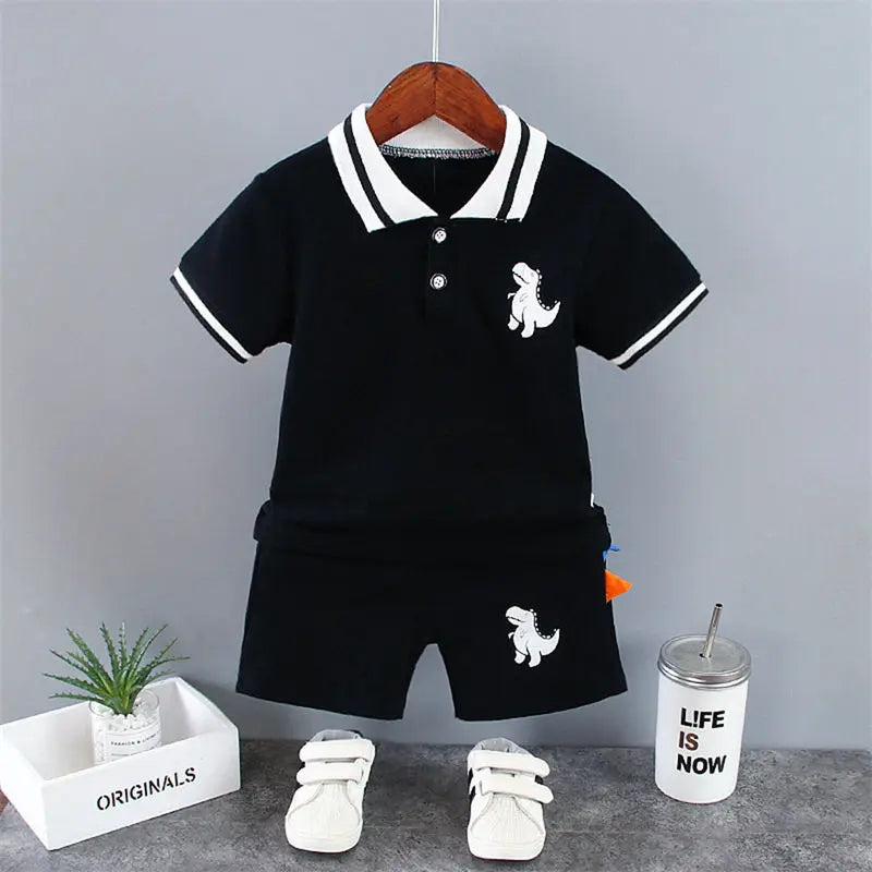 Conjunto de camiseta y pantalón corto de dinosaurios para bebé, ropa casual de verano de 2 piezas (0-5 años)