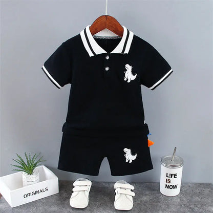 Conjunto de camiseta y pantalón corto de dinosaurios para bebé, ropa casual de verano de 2 piezas (0-5 años)