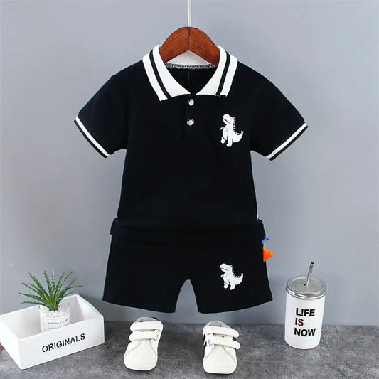Conjunto de camiseta y pantalón corto de dinosaurios para bebé, ropa casual de verano de 2 piezas (0-5 años)