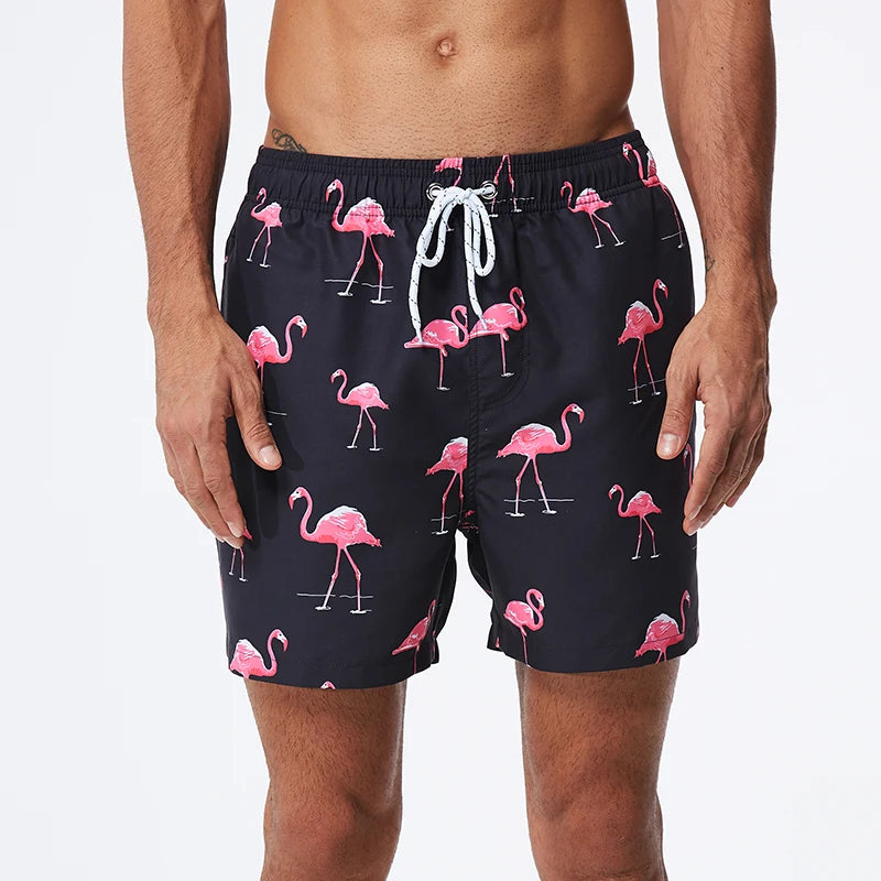 DATIFER Men's Beach Print Swim Shorts – Quick-Dry Surf, Swim & Workout Trunks with Pockets for Summer