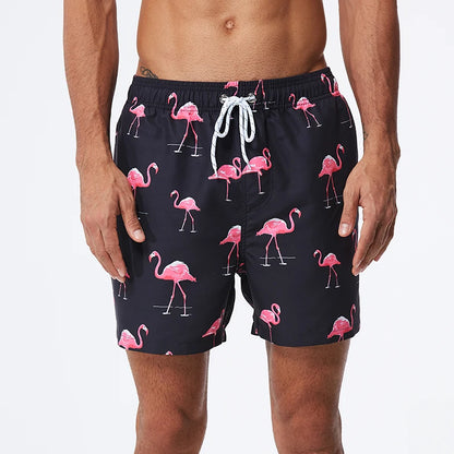 DATIFER Men's Beach Print Swim Shorts – Quick-Dry Surf, Swim & Workout Trunks with Pockets for Summer