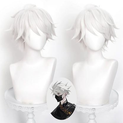 Ghostblade Inspired Silver White Cosplay Wig – Short Synthetic Anime Role Play Wig with Wig Cap