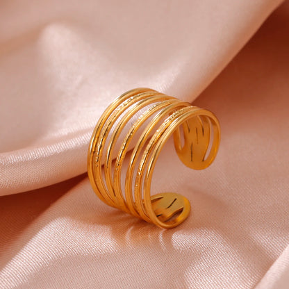 Bague Skyrim en acier inoxydable cœur géométrique pour femme, réglable, ouverte, pour fête, esthétique