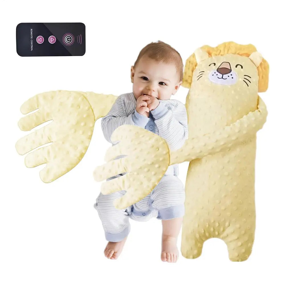 Ours en peluche apaisant pour bébé, avec télécommande – Jouet de confort électrique en forme de dessin animé avec musique, bruit blanc et oreiller doux pour nouveau-nés