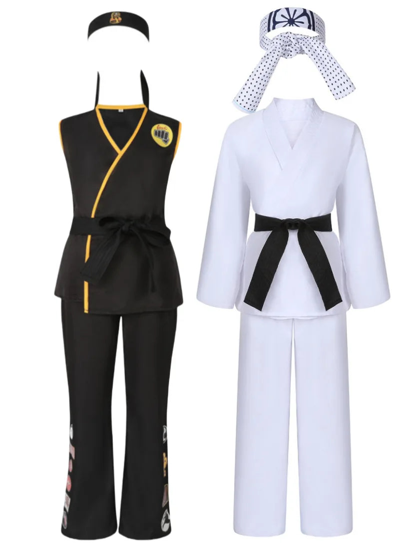 The Karate Kid Cobra Kai Cosplay Costume – Martial Arts Kimono Uniform with Headband, Taekwondo Training & Halloween Party Outfit