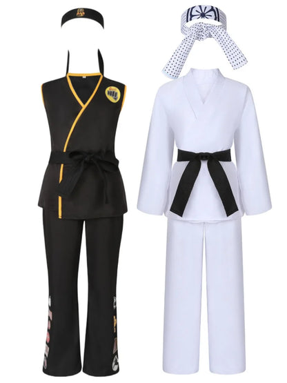 The Karate Kid Cobra Kai Cosplay Costume – Martial Arts Kimono Uniform with Headband, Taekwondo Training & Halloween Party Outfit