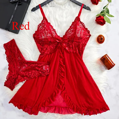Chemise de nuit à col en V en dentelle pour femme – Robe de nuit en satin doux, vêtement de nuit et de détente confortable pleine longueur