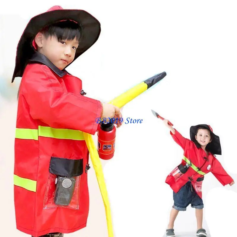 Kids Firefighter & Policeman Cosplay Costume – Career Pretend Play Uniform for Halloween Dress-Up & Role Play