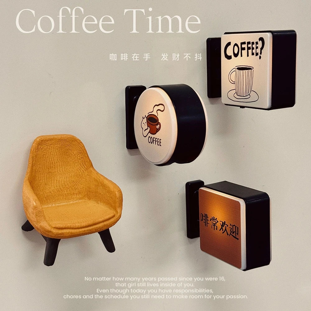 Mini boîte lumineuse LED magnétique pour réfrigérateur – Aimant style japonais pour café, souvenir, décoration magnétique pour la maison, cadeau