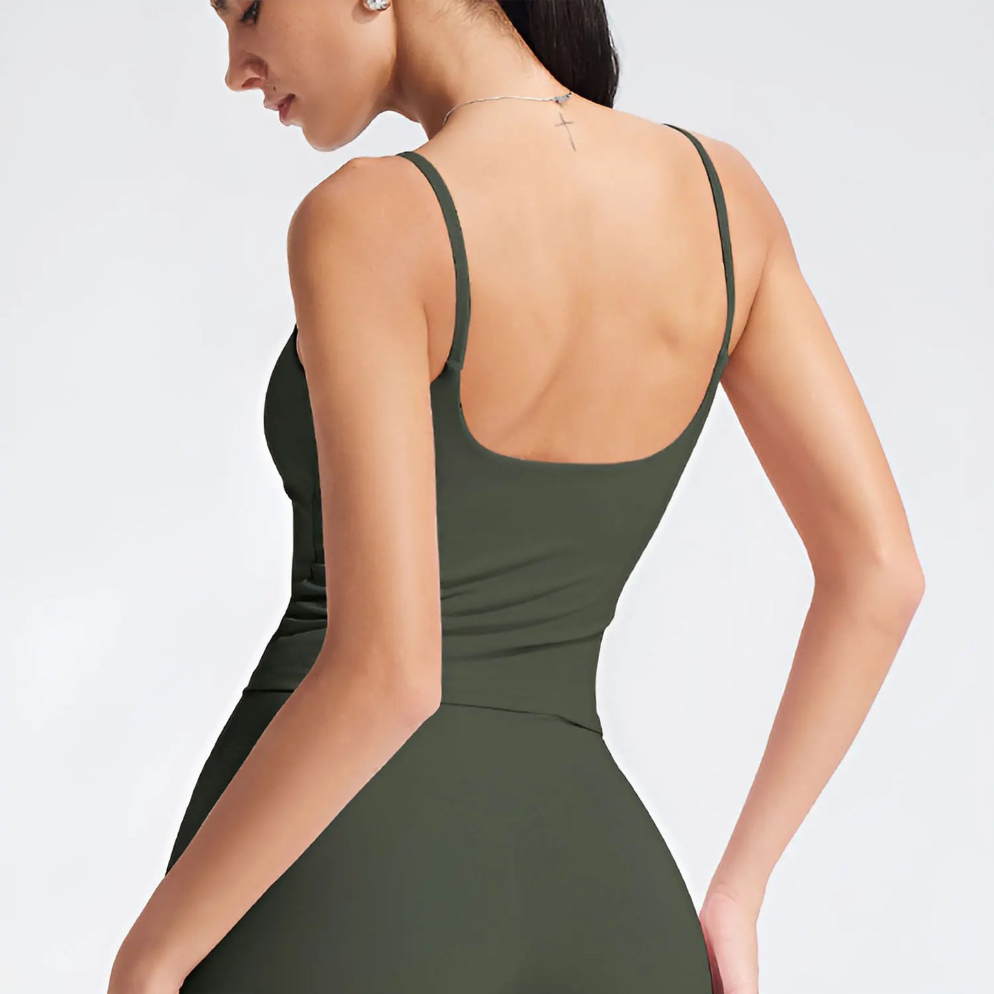 NCLAGEN Top Deportivo de Tirantes para Mujer con Sujetador Incorporado – Chaleco de Yoga con Cuello Cuadrado para Gimnasio, Correr, Fitness y Ropa Deportiva