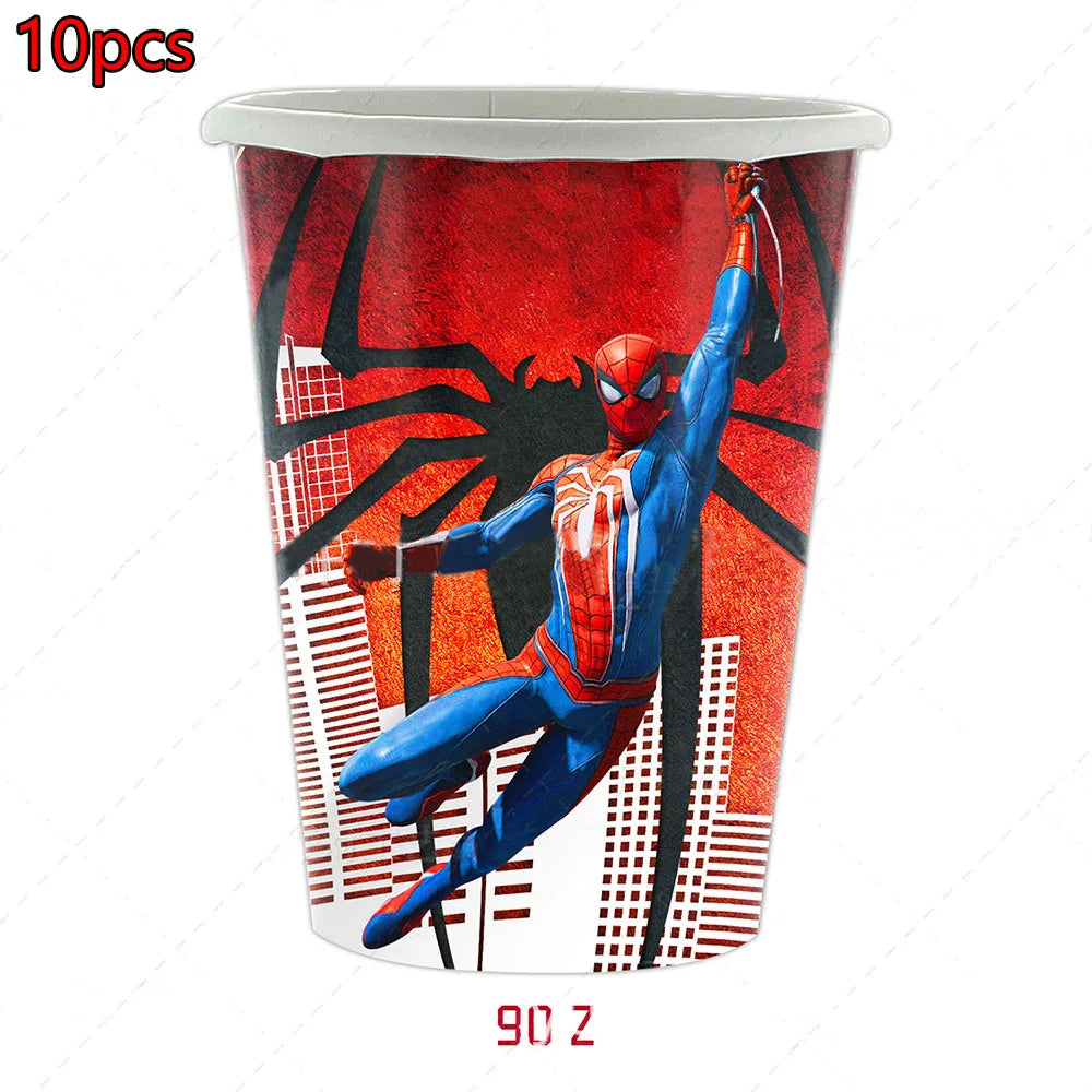 Red Superhero Spider Theme Party Supplies – Disposable Cups & Plates, Paper Tablecloth & Festive Decorations for Kids' Birthdays & Baby Showers