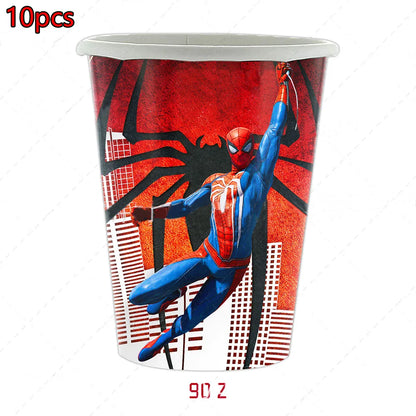 Red Superhero Spider Theme Party Supplies – Disposable Cups & Plates, Paper Tablecloth & Festive Decorations for Kids' Birthdays & Baby Showers