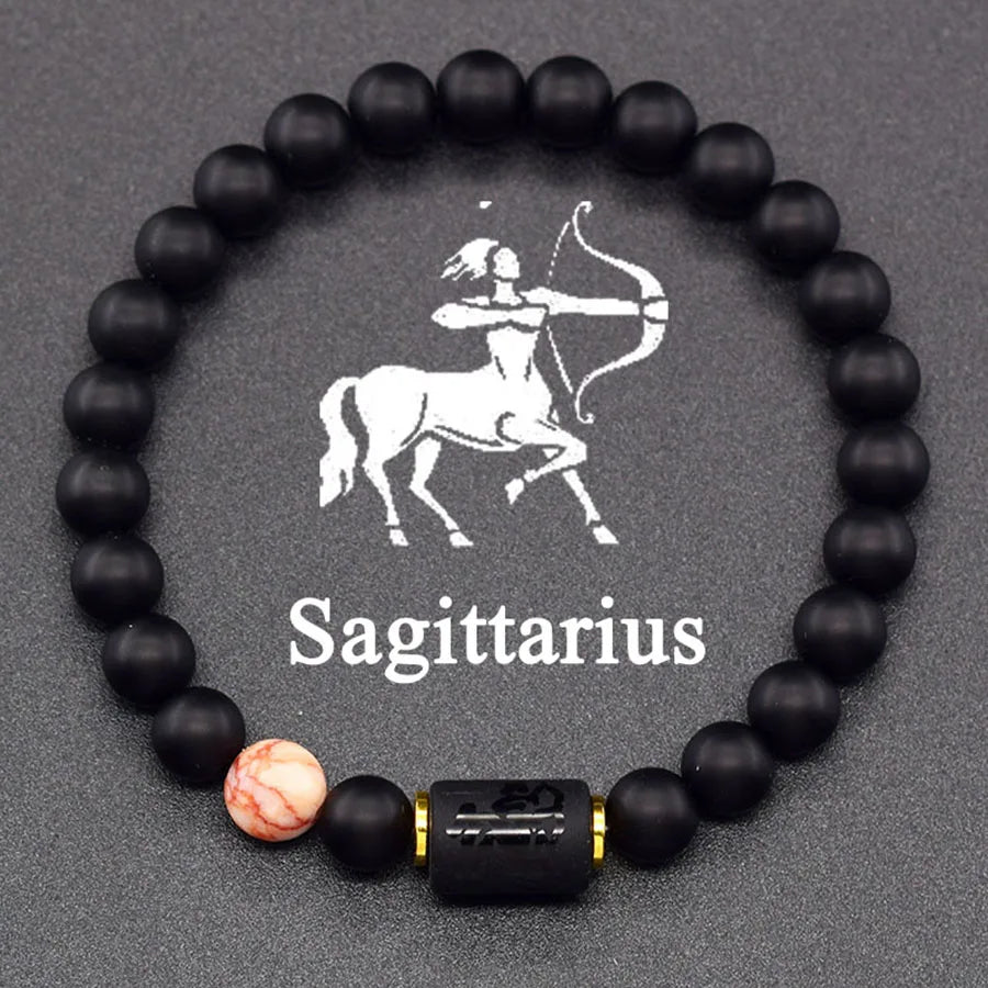 Pulsera de constelación de 12 signos del zodiaco – Brazalete con dije de astrología para hombres y mujeres | Regalo de joyería de amistad Aries, Virgo, Leo y Libra