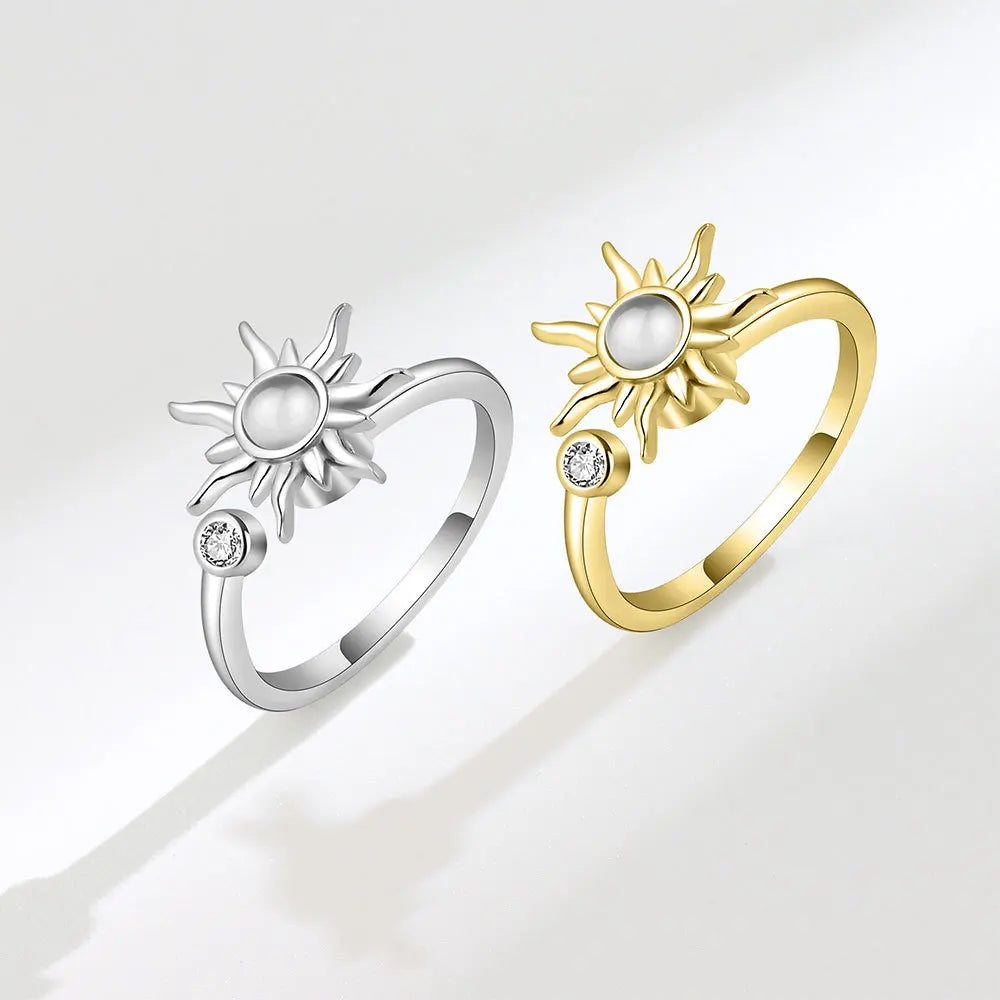 Anillo giratorio antiestrés de mariposa y flor con diamantes de imitación – Anillo giratorio antiansiedad para mujer | Joyería ajustable para aliviar el estrés