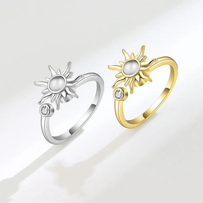 Anillo giratorio antiestrés de mariposa y flor con diamantes de imitación – Anillo giratorio antiansiedad para mujer | Joyería ajustable para aliviar el estrés