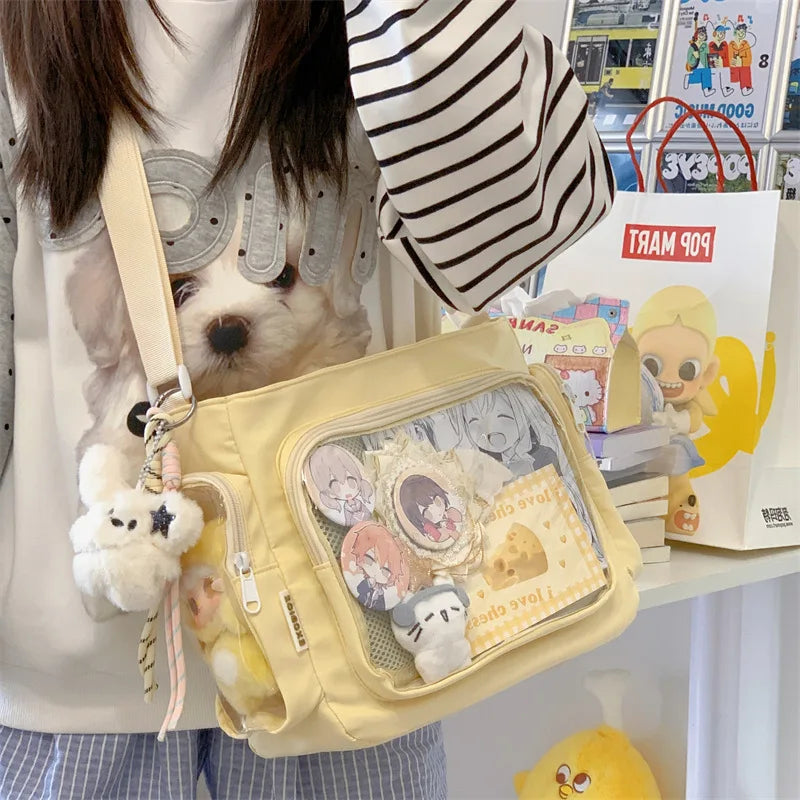 Bolso bandolera transparente de moda – Bolso de hombro Ita de gran capacidad para niñas, bolso mensajero de estilo escolar a la moda, bolso Kawaii versátil para uso diario y accesorios