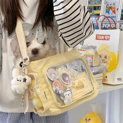Bolso bandolera transparente de moda – Bolso de hombro Ita de gran capacidad para niñas, bolso mensajero de estilo escolar a la moda, bolso Kawaii versátil para uso diario y accesorios
