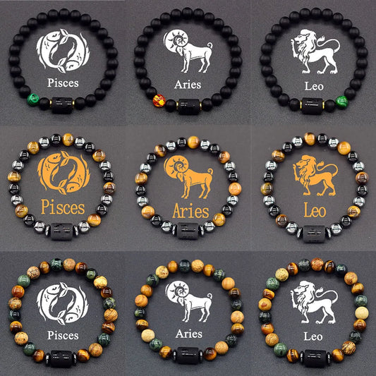 12 Zodiac Sign Constellation Bracelet – Astrology Charm Bangle for Men & Women | Aries, Virgo, Leo & Libra Friendship Jewelry Gift