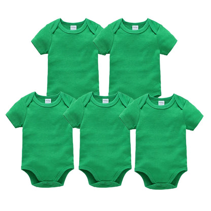 Kavkas Ropa de algodón para bebés – Juego de mamelucos de manga corta de 3 o 5 piezas para recién nacidos, para niños y niñas, mamelucos blancos sólidos de 0 a 24 meses, ropa suave de uso diario para bebés